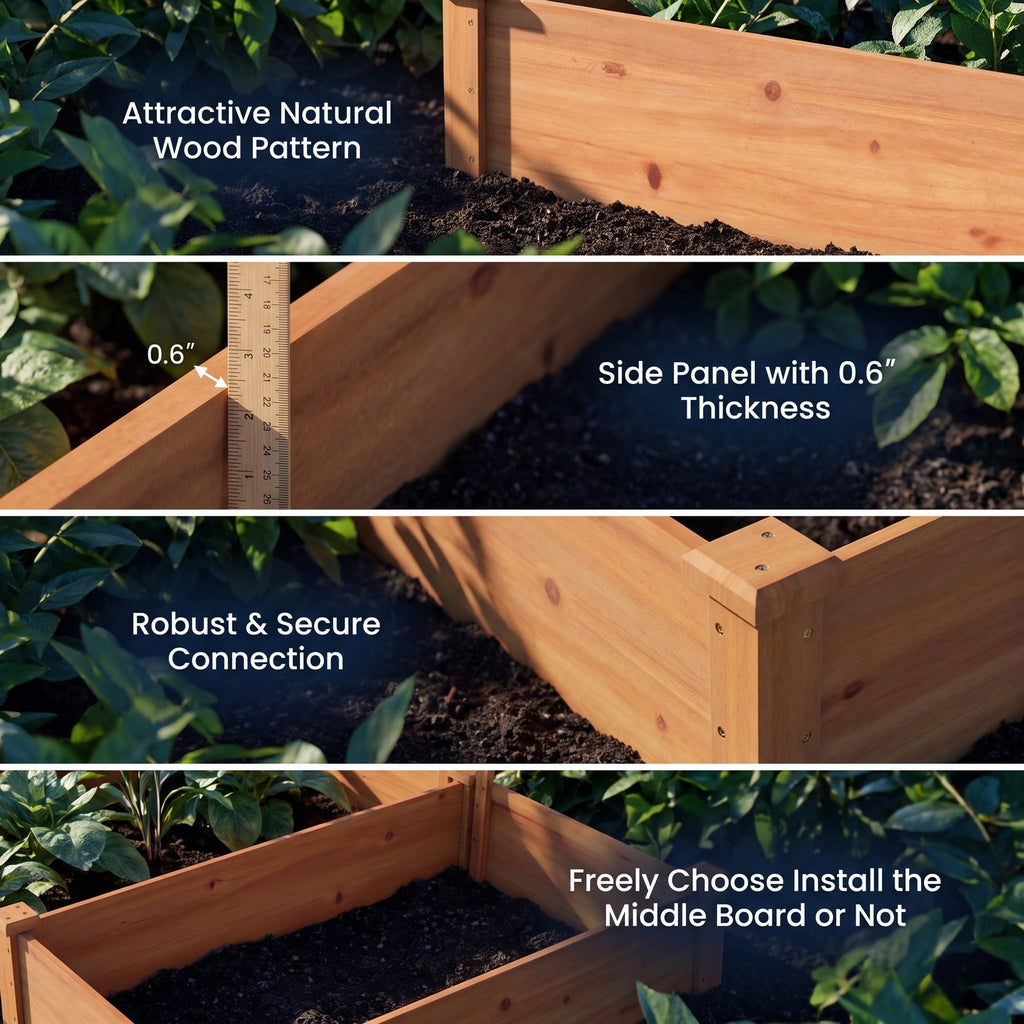 Airfind Raised Garden Bed with 2 Planter Boxes and 3 Trellis, 22 lbs Capacity, Fir Wood Frame, 88 x 45 x 43 (L x W x H) Interior Footprint