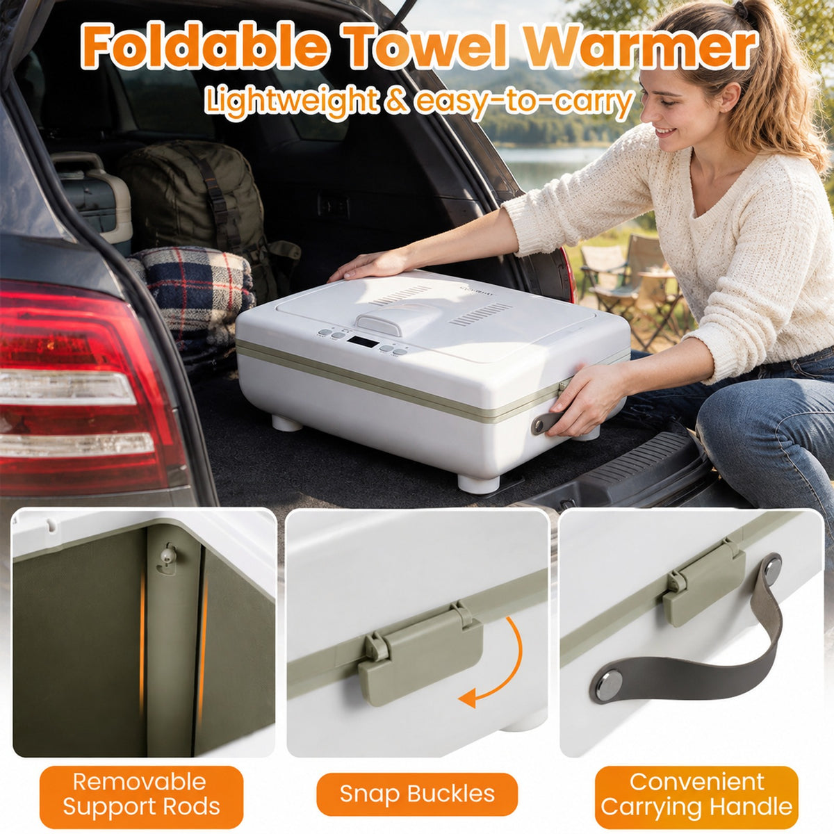 Airfind 35L Large Towel Warmer with Heating and Drying Modes for Bathroom, ABS Frame, 16 x 11.5 x 23.5 Footprint, Beige