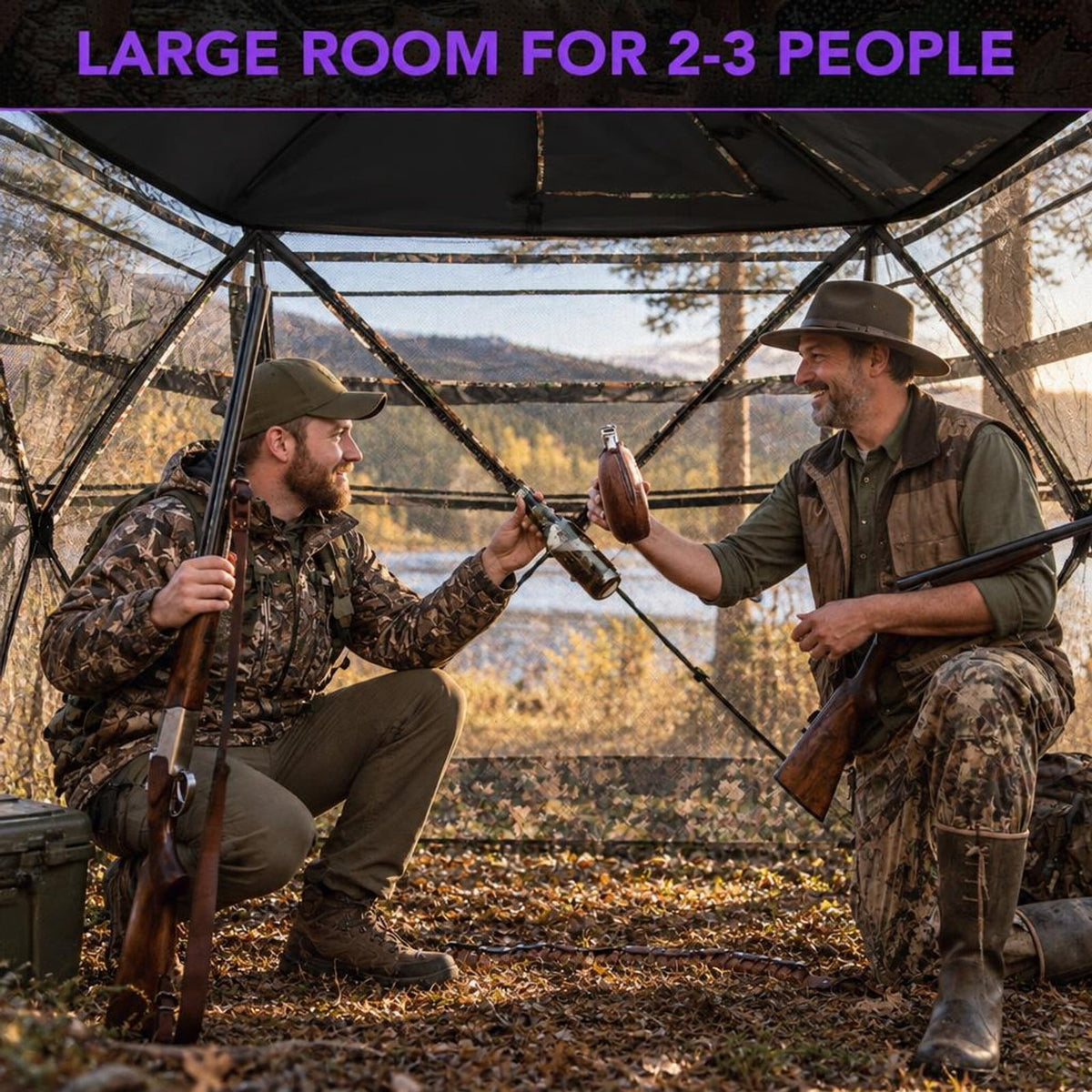 Airfind 5-IN-1 Detachable Hunting Blind for 2-3 People with Skylight, 150D Oxford Fabric PU Coating Fiberglass Pole Frame, Camouflage