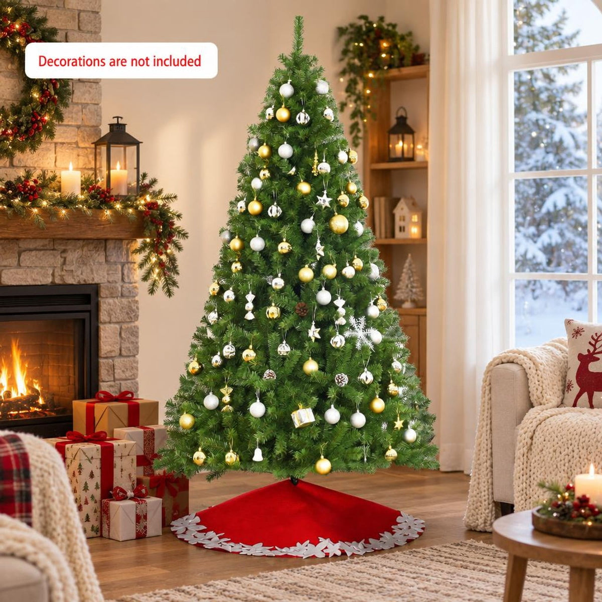 Airfind PVC Artificial Christmas Tree Premium Hinged-6 ft, PVC iron Frame, 3.8ft x 6ft Footprint, Green
