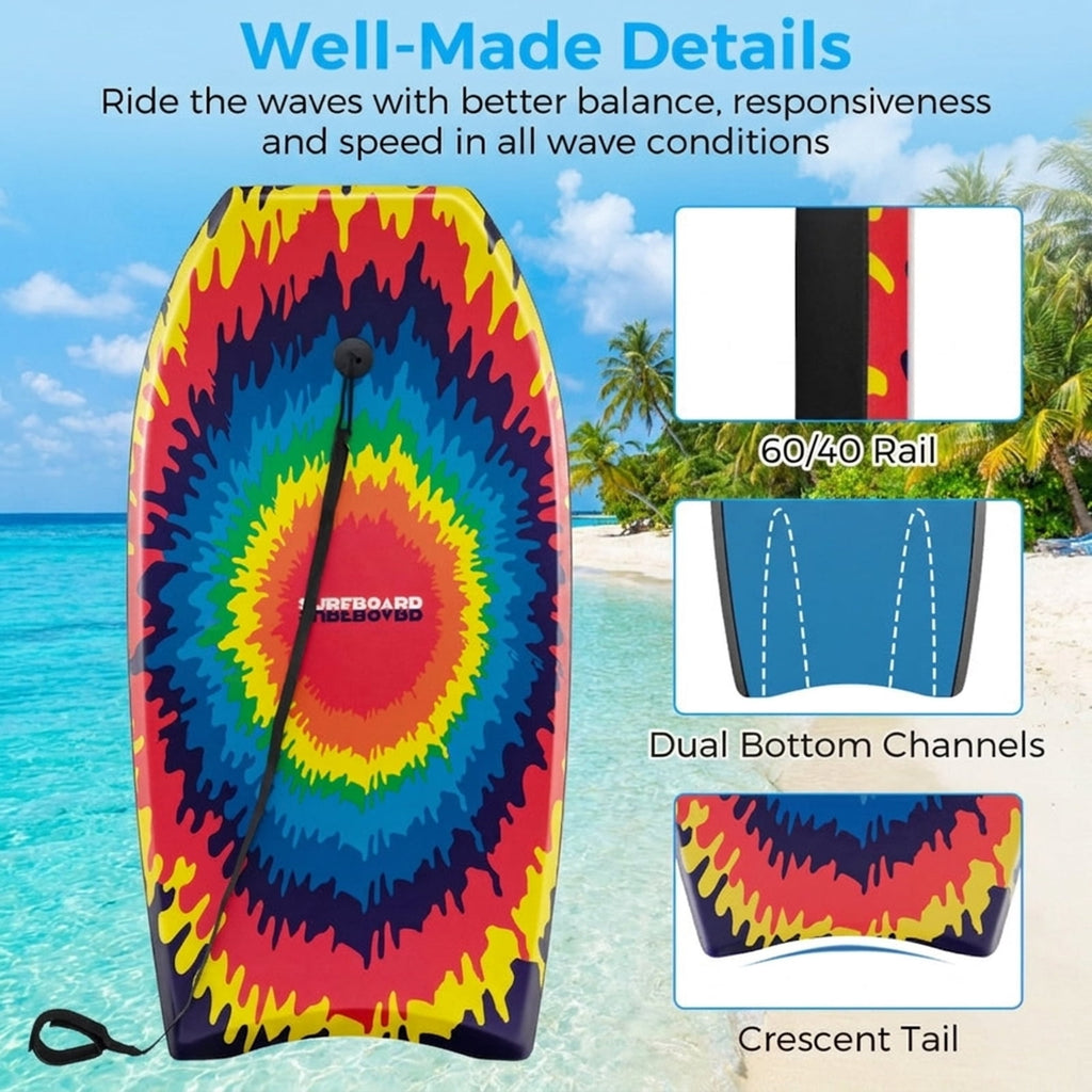 Airfind 33 Boogie Board with Geometric Drift Graphic Deck ¡ª EPS Core, XPE Top, HDPE Slick Bottom, Crescent Tail, Coiled Wrist Leash