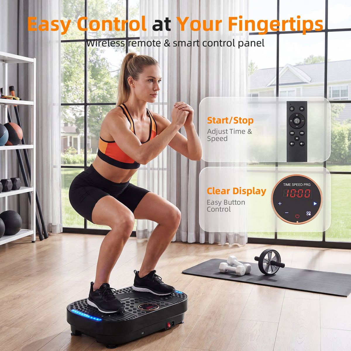 Airfind Vibration Plate Exercise Machine,Whole Body Vibration Platform with Bluetooth Speaker,LED Display and Remote Control,2 Resistance Bands,Home Fitness Trainer,Black