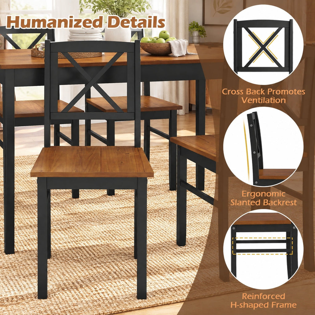 Airfind 5 Piece Dining Table Set with Rectangular Kitchen Table and 4 Chairs for 4 People, 175 lbs Capacity, Rubber Wood MDF Frame, Coffee