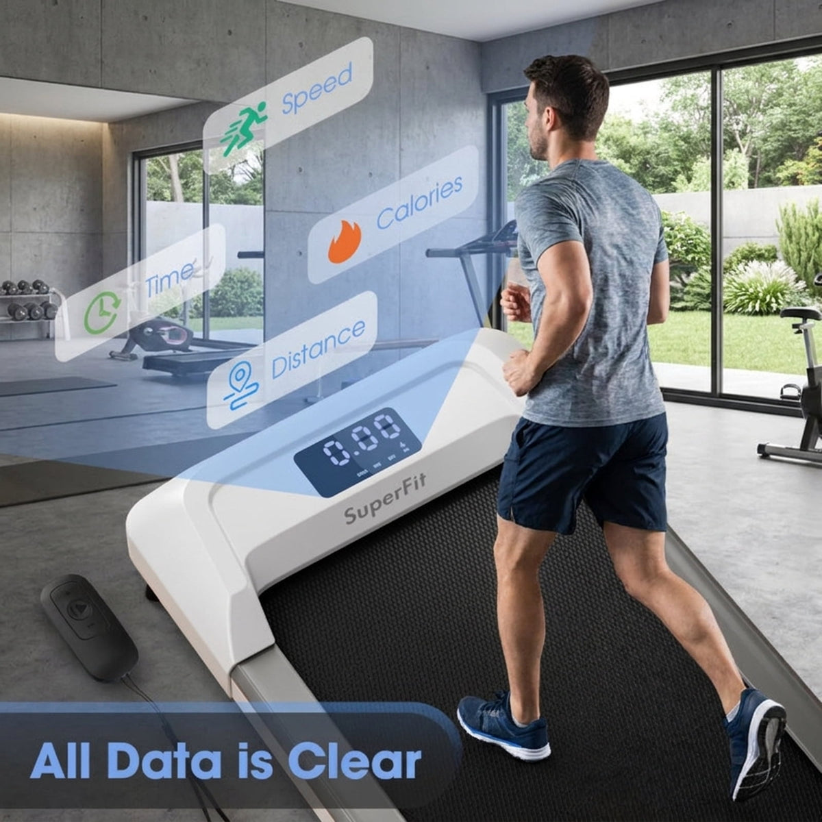 Airfind 3-in-1 3HP Folding Treadmill for home with smart app and incline plus Bluetooth speaker and heart rate monitor for walking and running, White