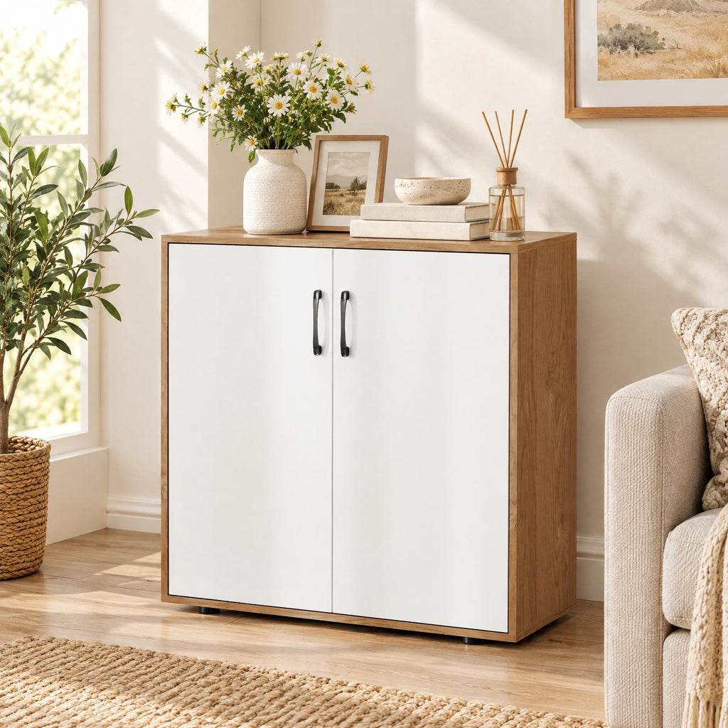 Airfind Coffee Bar Cabinet with 5-Position Adjustable Shelf for Living Room Dining Room, 90 lbs Capacity, Engineered Wood MDF Frame, Natural