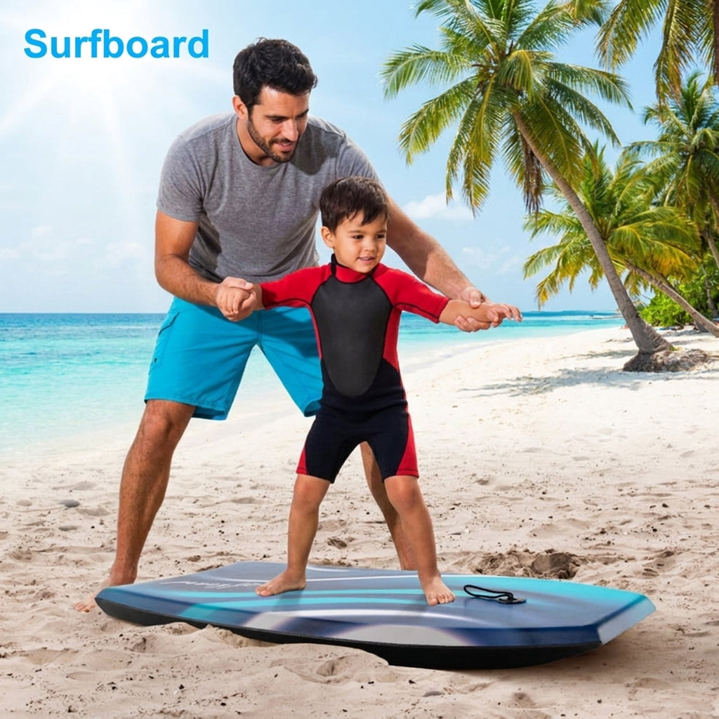 Airfind 41 Boogie Board with Tropical Reef Graphic Deck ¡ª EPS Core, XPE Top, HDPE Slick Bottom, Crescent Tail, Coiled Wrist Leash