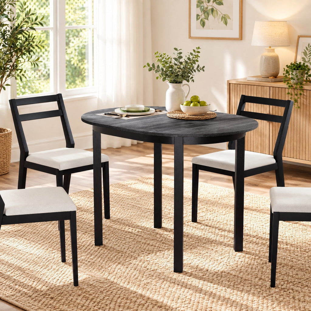 Airfind 43 Inch Wooden Dining Table with Rubber Wood Legs for 2-4 People, 260 lbs Capacity, Rubber Wood MDF Frame, 43 x 31 x 30 Footprint, Black