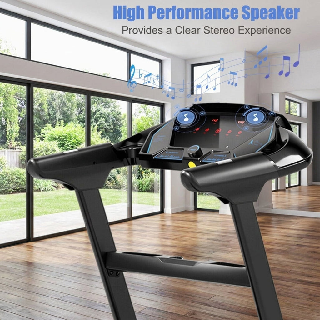 Airfind 2.25 HP Folding Treadmill with Audio Console Walking Treadmill for Home with Cushioned Deck and Transport Wheels Supports 265 lbs, Black