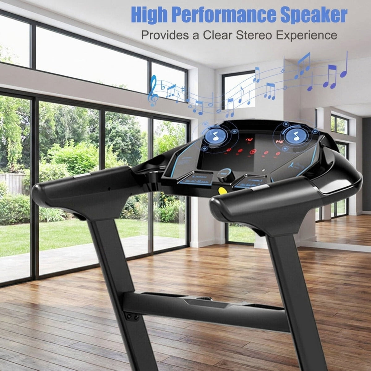 Airfind 2.25 HP Folding Treadmill with Audio Console Walking Treadmill for Home with Cushioned Deck and Transport Wheels Supports 265 lbs, Black