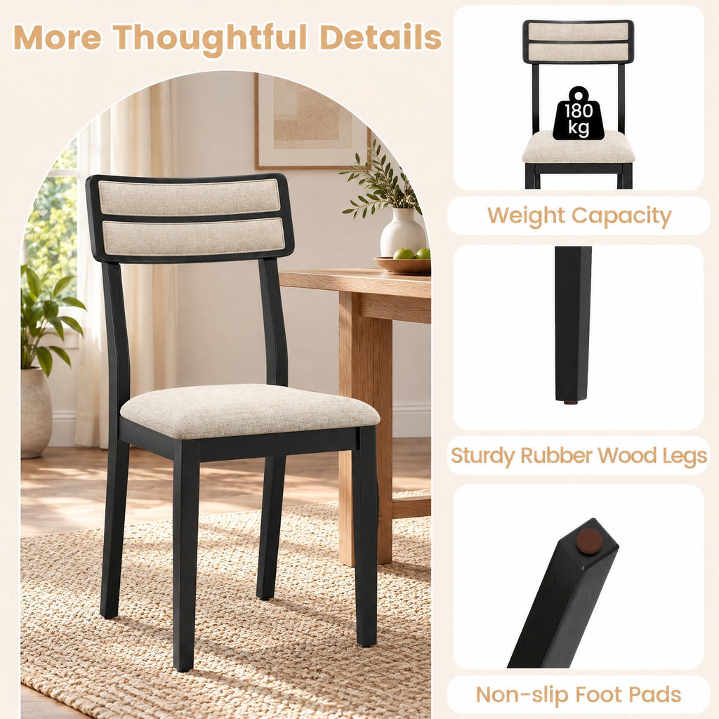 Airfind Modern Dining Chairs Set of 2 with Tilt Backrest for Dining Room, 400 lbs Capacity, Fabric Rubber Wood Frame, 18in x 20in x 35in Footprint