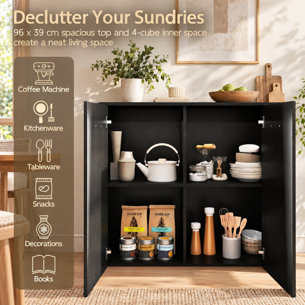 Airfind 38 Inch Buffet Modern Sideboard Cabinet with Storage, 88 lbs Capacity, Engineered Wood Frame, 38 Inch x 15.5 Inch x 32.5 Inch Footprint, Black