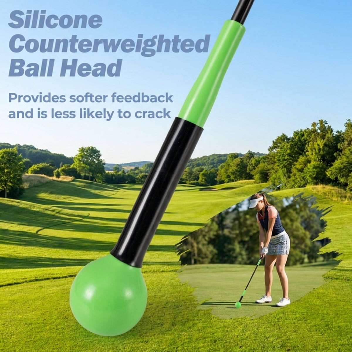 Airfind Golf Swing Trainer Aid with Weighted Head and Flexible Shaft plus Ergonomic Grip and Carry Bag for Indoor Outdoor Tempo Practice, Green