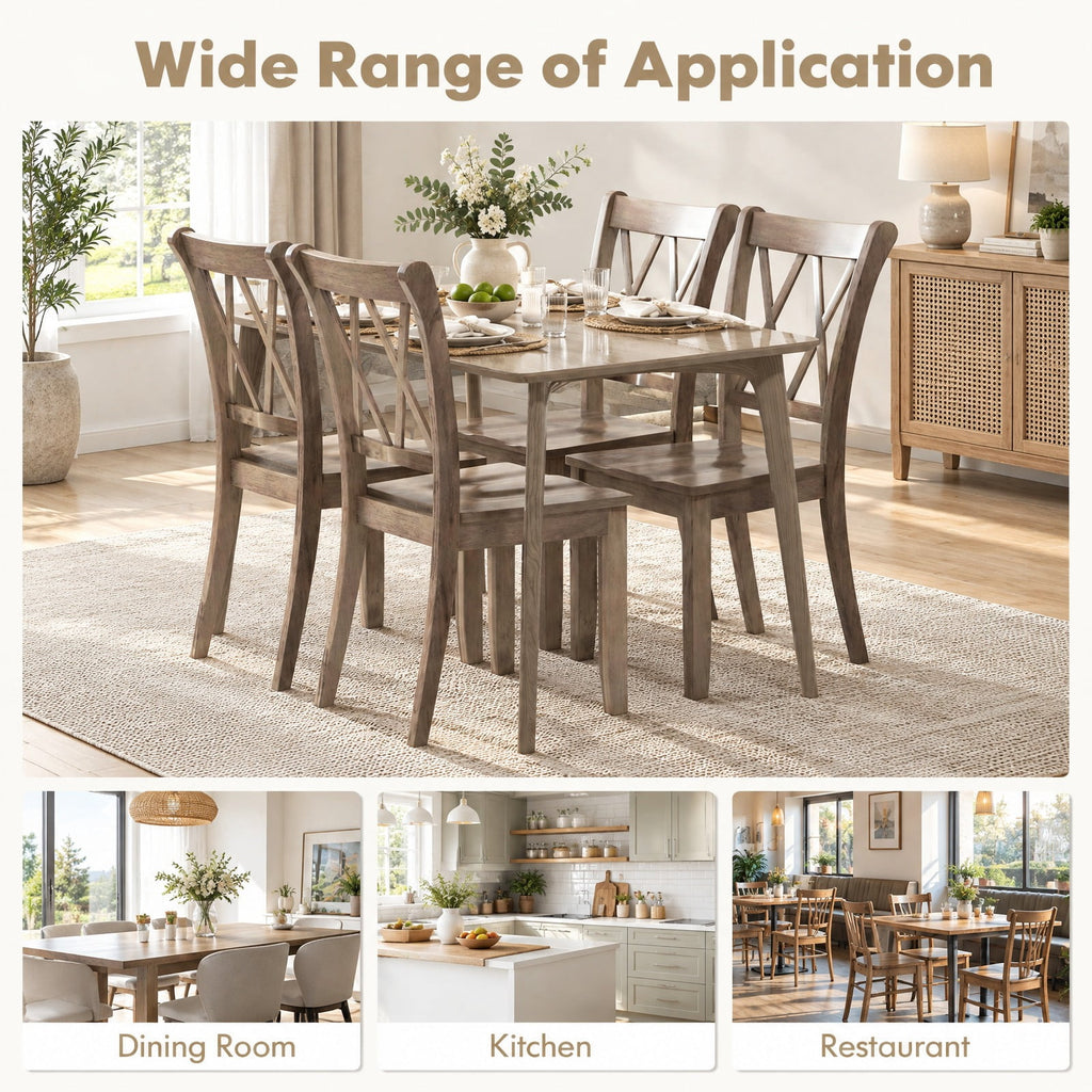 Airfind Set of 2 Wooden Dining Chairs Mid Century Farmhouse Retro Kitchen Chairs, 300 lbs Capacity, Rubber Wood Frame, 20 x 23.5 x 39 Footprint