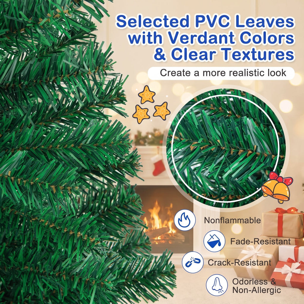 Airfind Artificial PVC Christmas Tree with Solid Metal Stand-7 ft, PVC Blade width: 2.4 Inch Frame, Green The material of stand: Metal