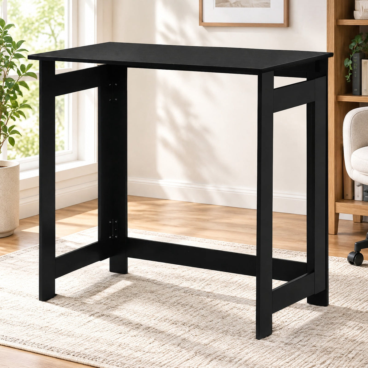 Airfind Folding Console Table with Foldable Legs, 55 lbs Capacity, Engineered Wood Frame, 31.5 Inch x 16 Inch x 29.5 Inch Footprint, Black
