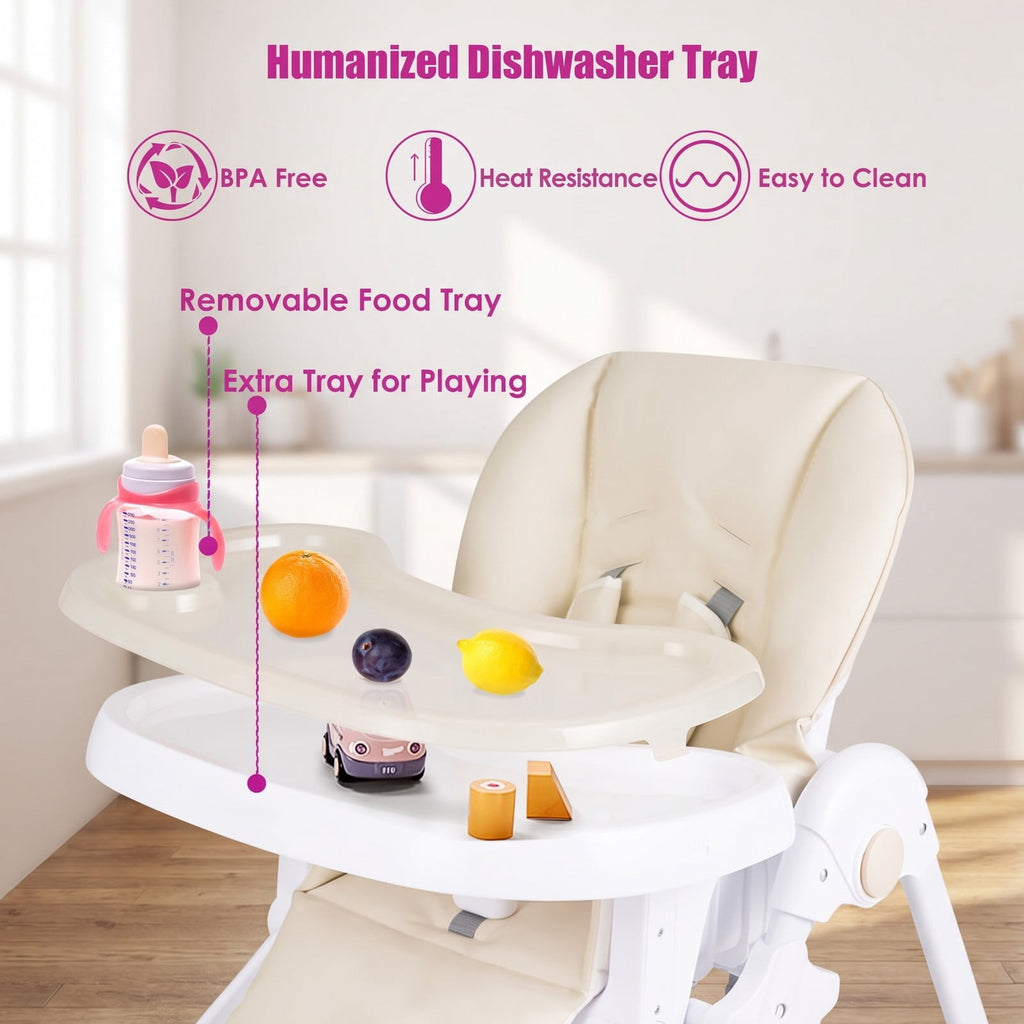 Airfind 3-in-1 Convertible Baby High Chair for Baby and Toddler, 33 lbs Capacity, Metal PP PU