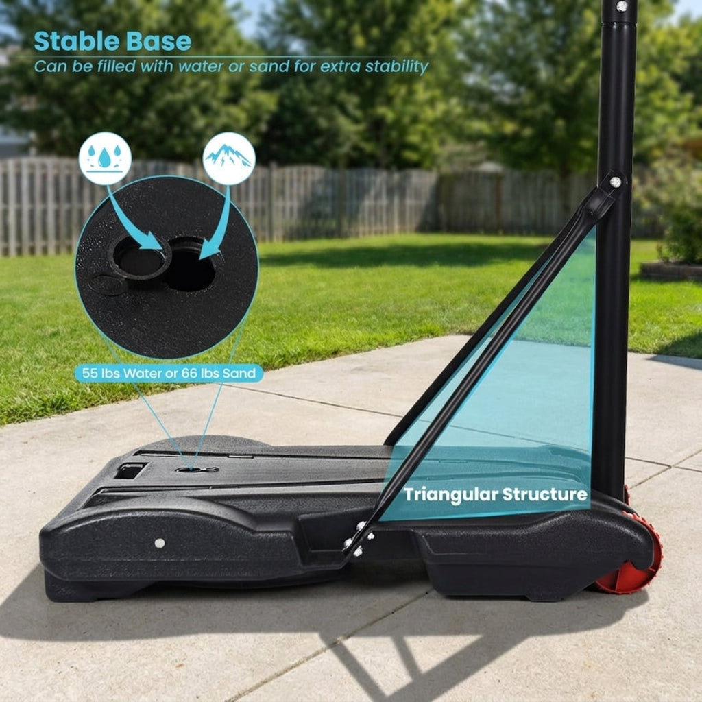 Airfind Portable Basketball Hoop with Adjustable Height and Stabilizing Weighted Base for Driveway and Outdoor Family Play, Black
