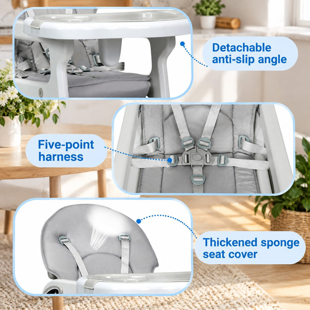 Airfind 3-in-1 Youth High Chair with Lockable Universal Wheels, 50 lbs Capacity, PP, Model BB5604GR, PP PE Sponge Construction, Unspecified