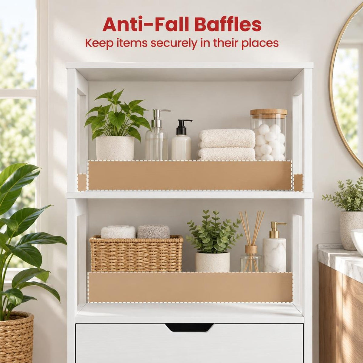 Airfind Bathroom Storage Cabinet with Drawer and Shelf Floor Cabinet, 20 lbs Capacity, MDF PB Frame, White