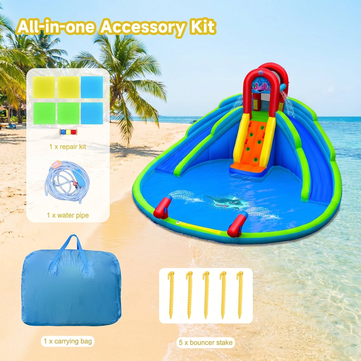 Airfind Inflatable Water Slide Bounce House with Upgraded Handrails, Dual Slides, Water Cannons, Climbing Wall, 216x212x116in for Kids 3-10