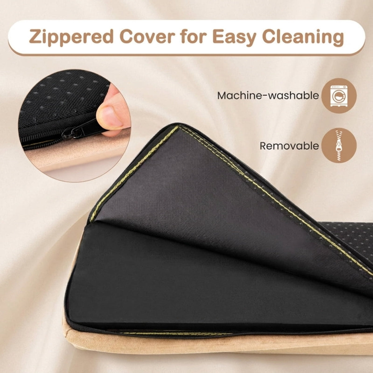Airfind 7 ft Folding Wide-Top Balance Beam with EVA Foam, Zippered Suede Cover and Hook-Loop Linking, Khaki