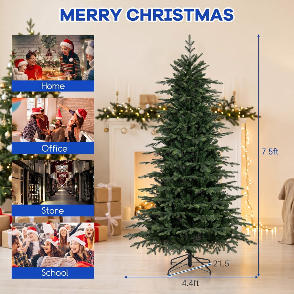 Airfind 7.5 Feet Pre, PVC PE Metal Tree Height 6 ft Tree Width 3.6 ft Frame, White, Diameter of the Metal Base 20 Inch
