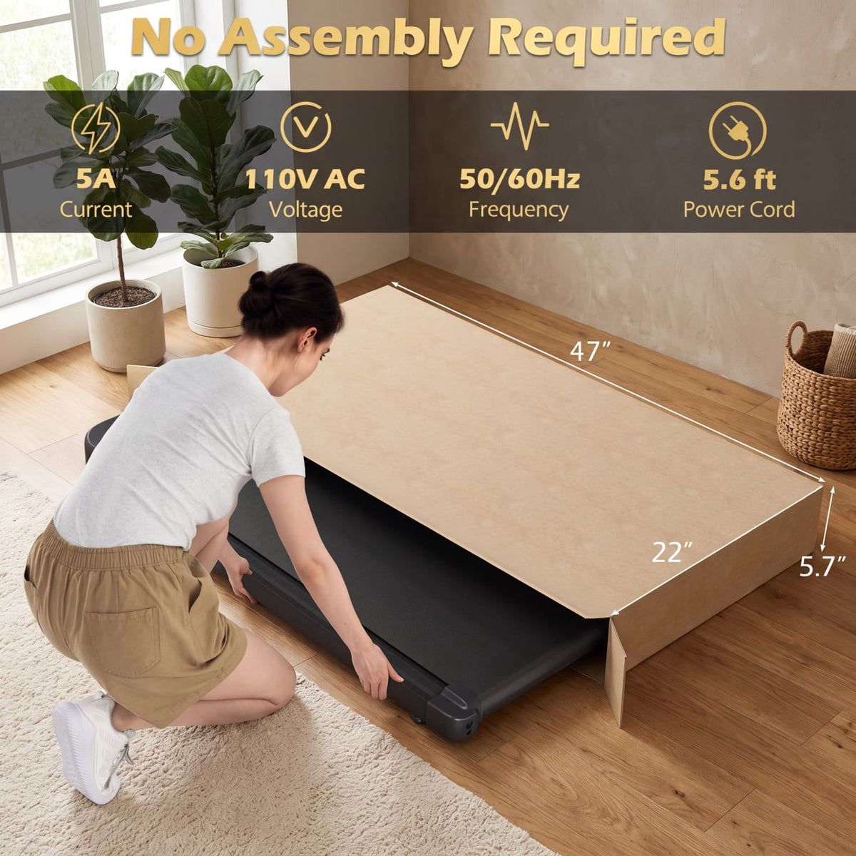 Airfind 2.5 HP Under Desk Treadmill with Remote Control and 3 Countdown Modes for Home Office Walking Pad Jogging, Black