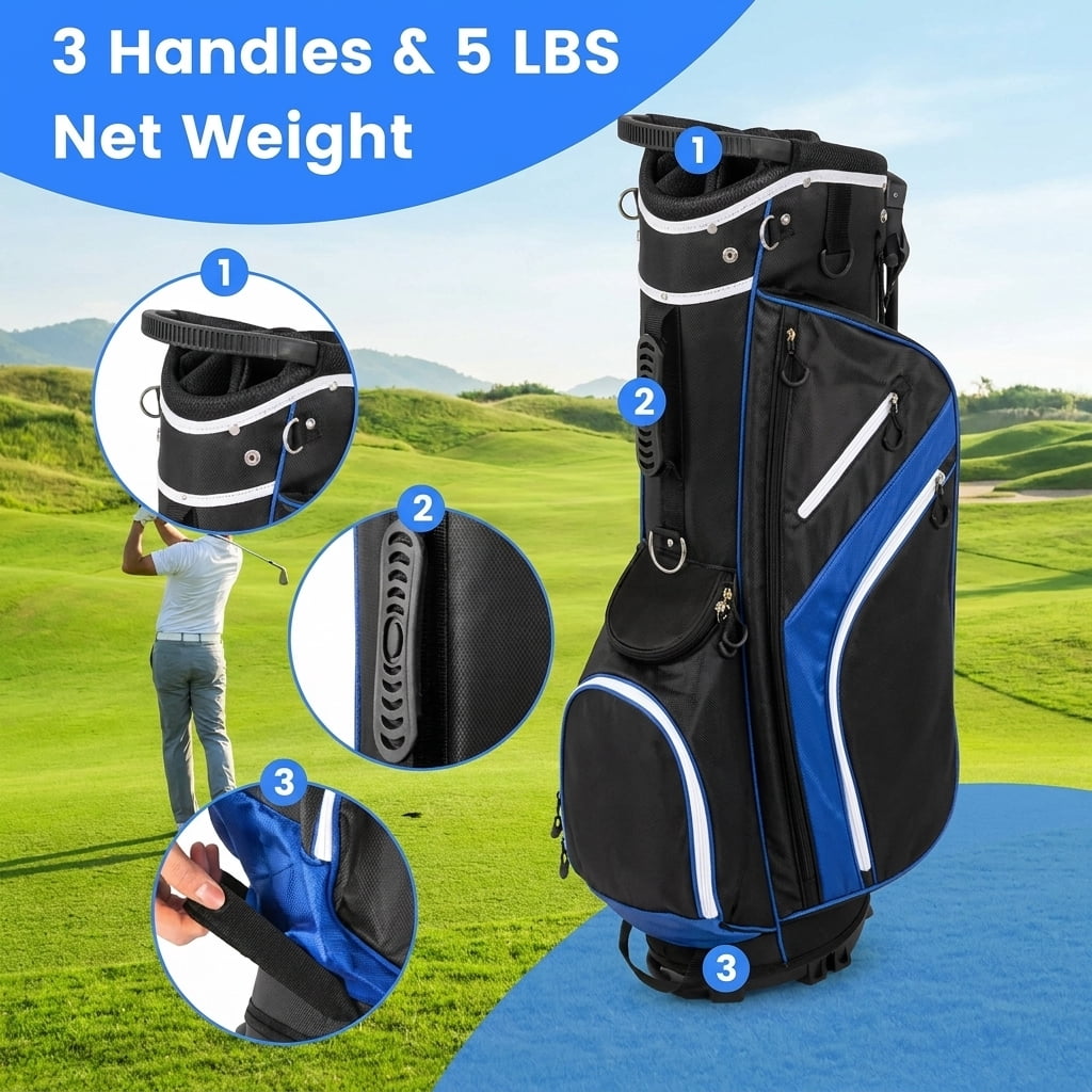 Airfind 14-Way Stand Bag with Cushioned Hip Strap and Rain Hood for Walking Rounds, Blue