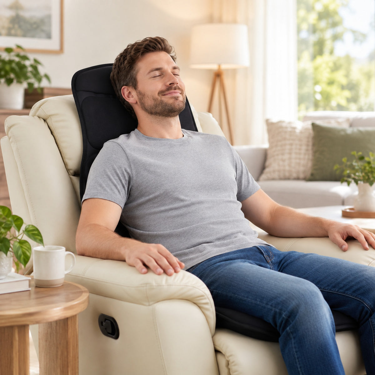 Airfind Back Massager Seat Cushion with Heat and 10 Vibration Motors for Pain Relief, Sponge Polyester Frame, 41.34 x 19.69 x 1.38 Footprint