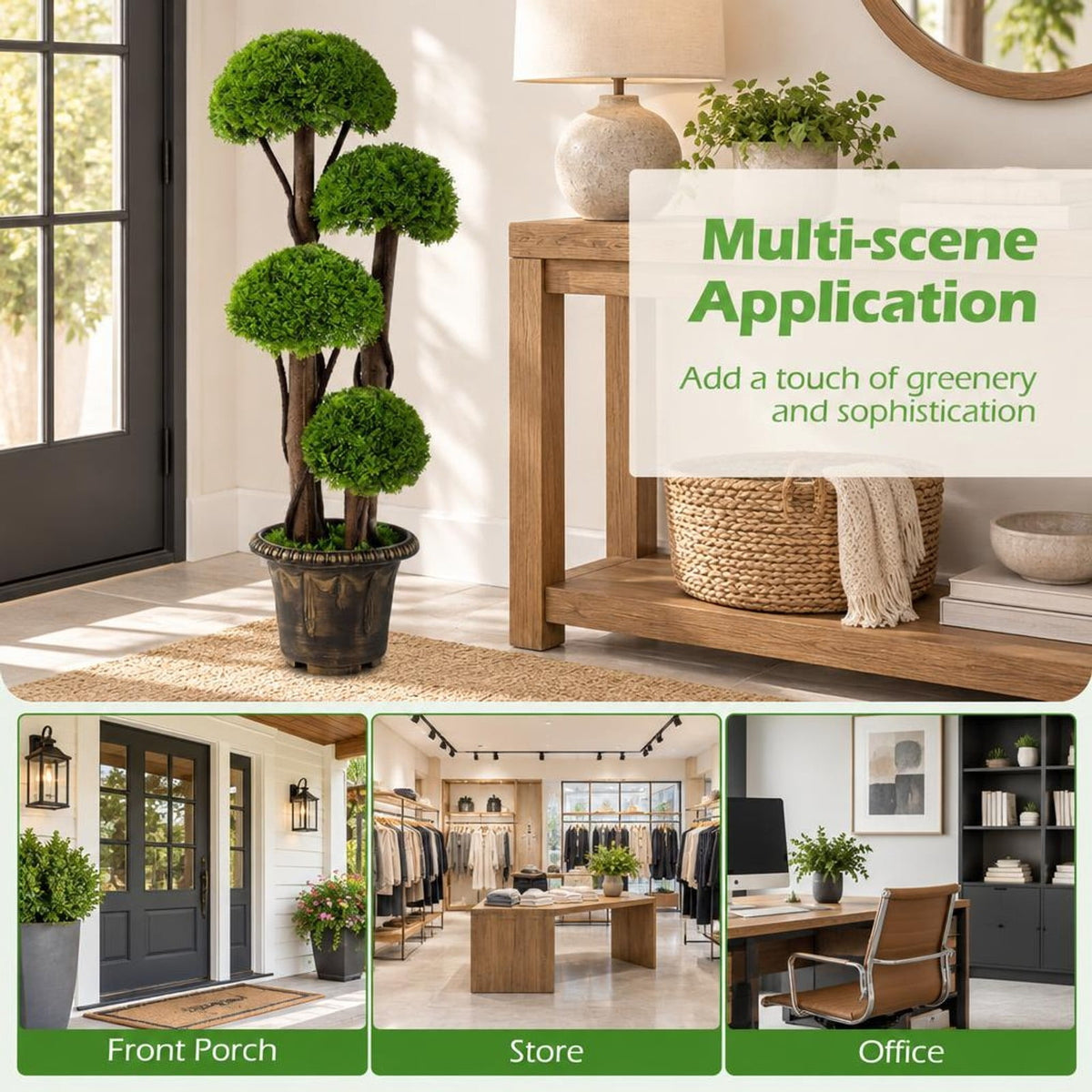 Airfind 3 FT Artificial Cypress Topiary Tree Realistic Greenery Plant with Spiral Vines and Real Wood Trunks, Wood
