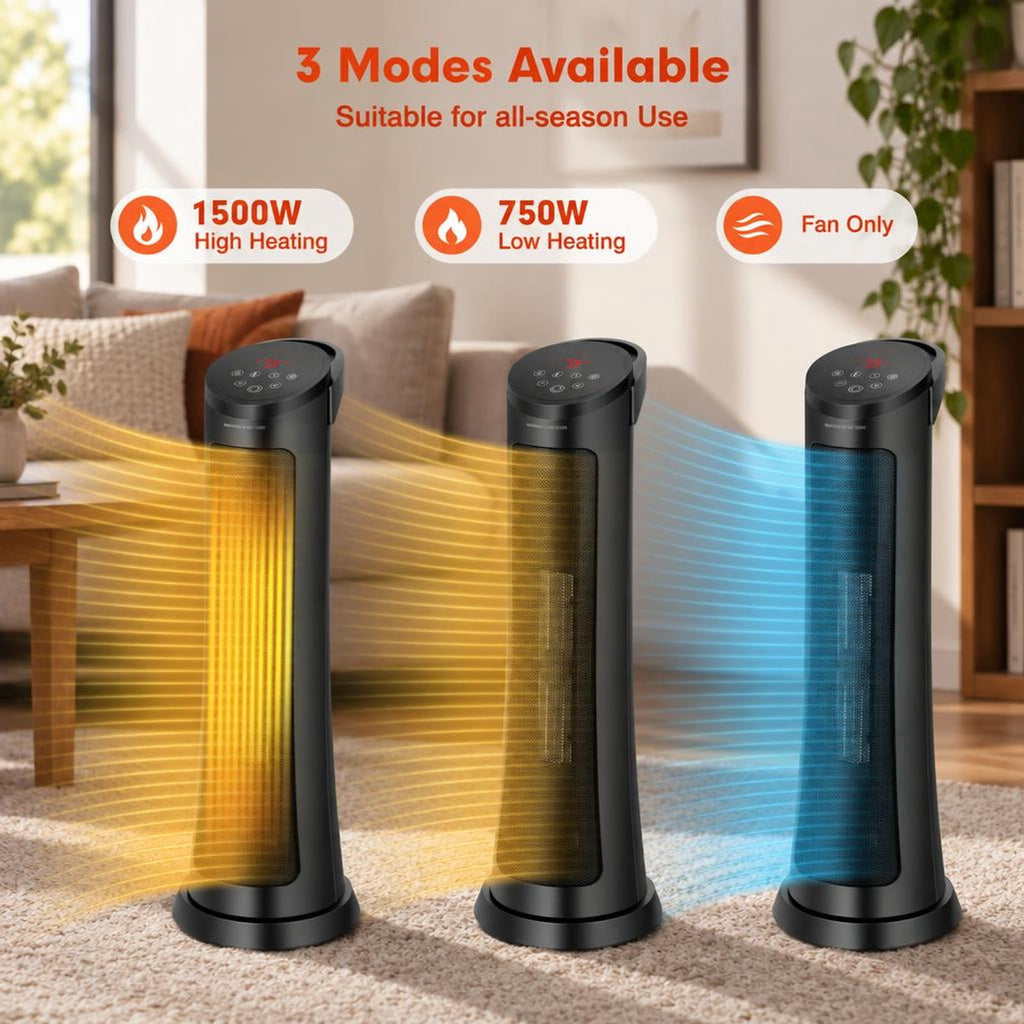 Airfind 1500W PTC Fast Heating Space Heater with Remote Control, ABS PP PA66 PC steel Frame, 10 x 10 x 29(L x W x H) Length of Footprint, Black