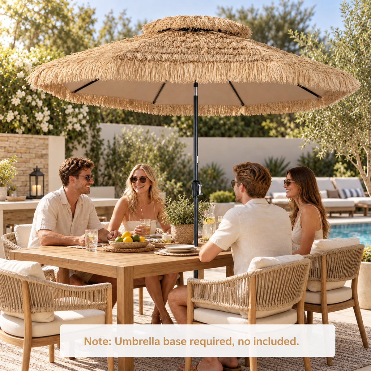 Airfind 10FT and 2-Tier Tiki Patio Umbrella with 8 Ribs, Polyester Fabric PE Metal External Frame, Brown