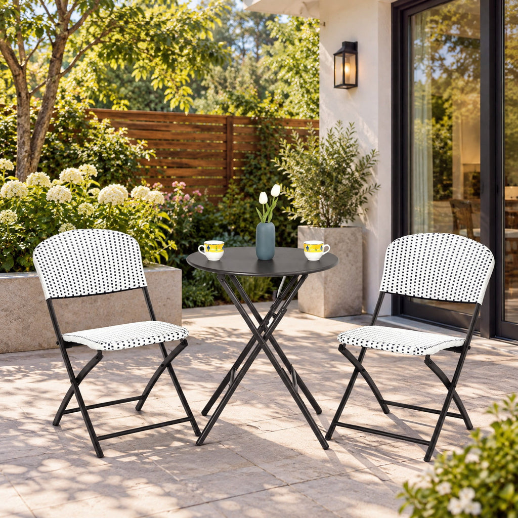 Airfind 3 Pieces Patio Rattan Bistro Set with Round Dining Table and 2 Chairs, 110lbs Weight capacity of each chair: 330lbs Capacity