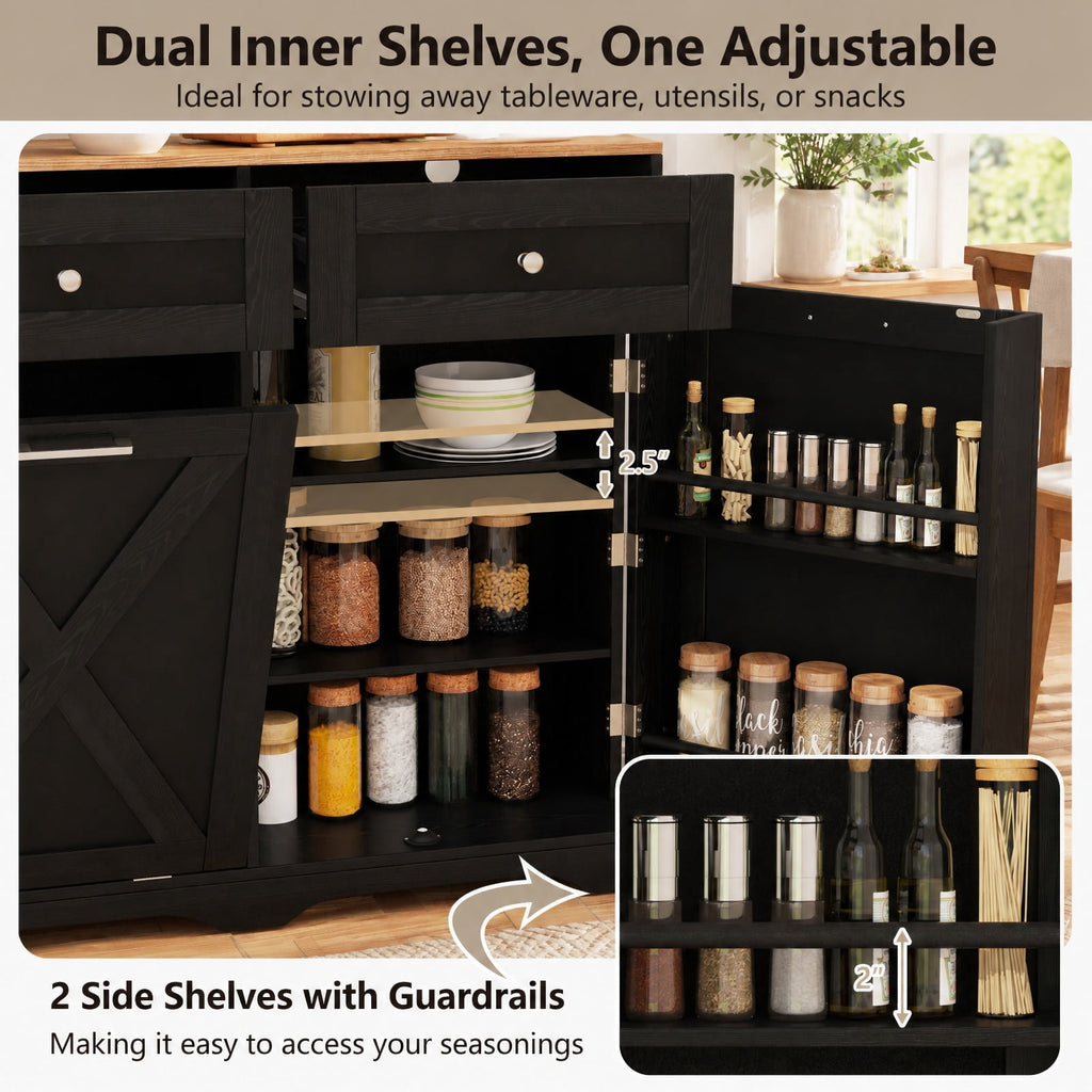 Airfind Tilt Out Trash Can Cabinet with Outlets and Adjustable Shelf, 100 Lbs Capacity, MDF Engineered Wood for Convenient Everyday Use, Black