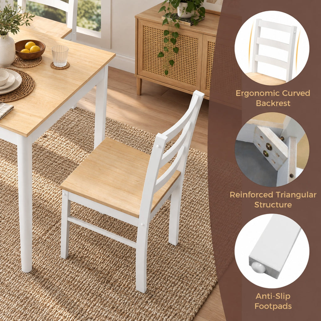 Airfind 5-Piece Wooden Dining Set with Rectangular Table and 4 Chairs, 200 lbs Capacity, Rubber Wood Acacia Wood Veneer MDF Plywood Frame, Natural