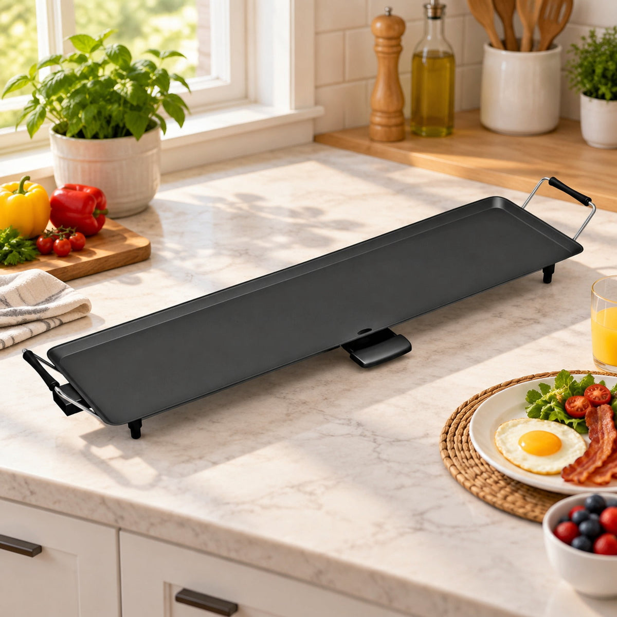 Airfind 35 Inch Costway Electric Griddle Teppanyaki Grill with Adjustable Temperature, Aluminum Voltage and Frame, Black
