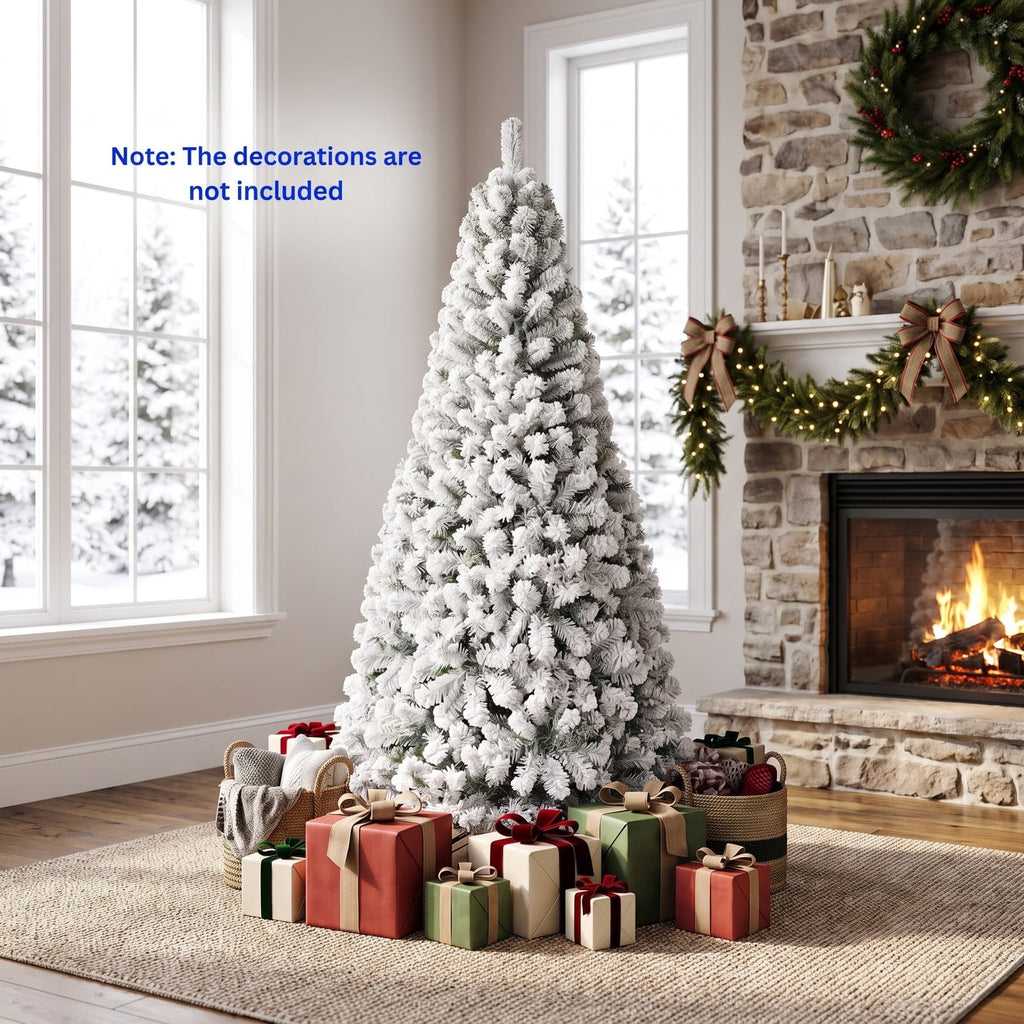 Airfind Artificial Snow-Flocked Christmas Tree with Branch Tips-6 ft, PVC Metal Frame, 3 x 6 ft Tree Height 6 ft Tree Width 3 ft Footprint, Green