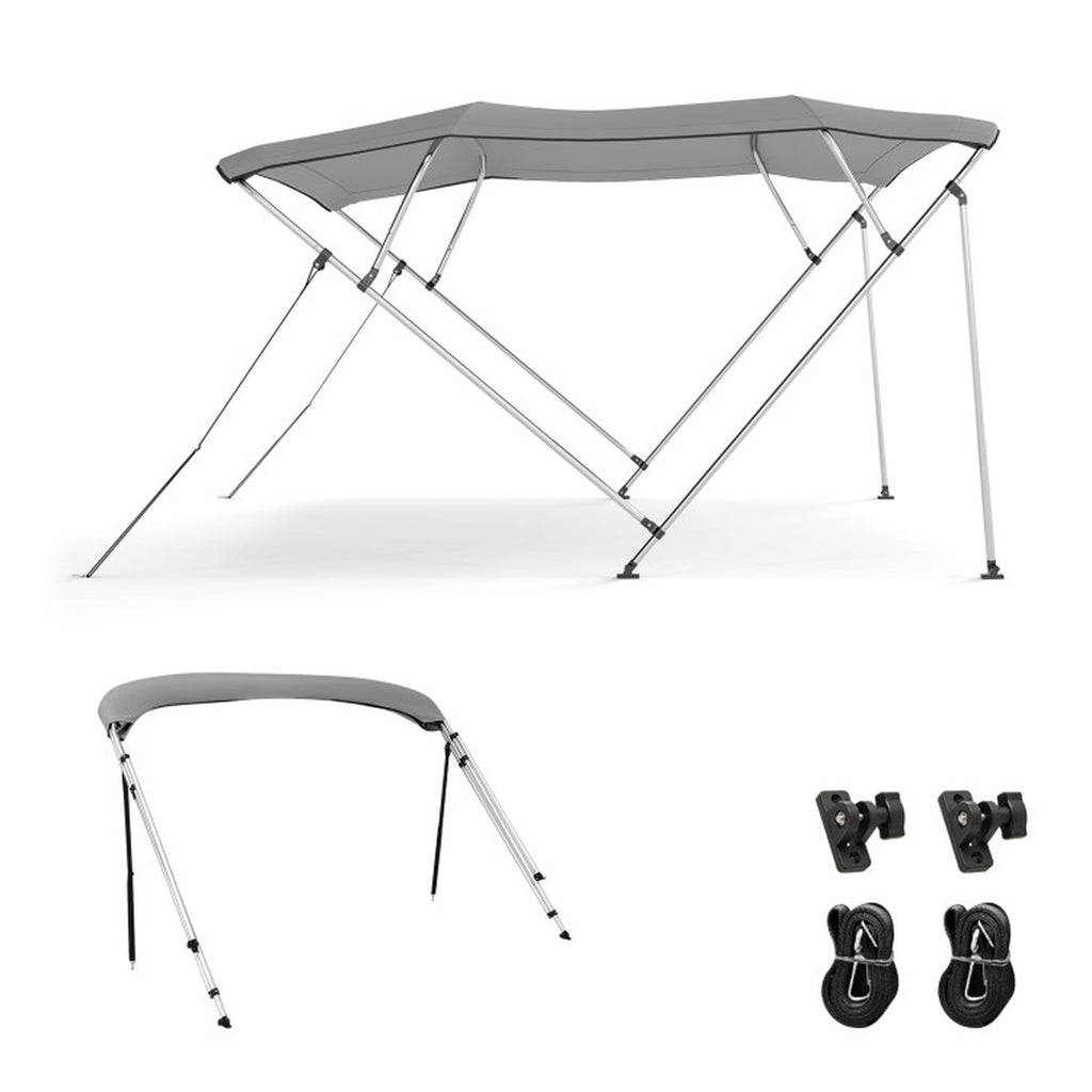Airfind 4-Bow Pontoon Bimini Sun Shade Top with Storage Boot, Gray