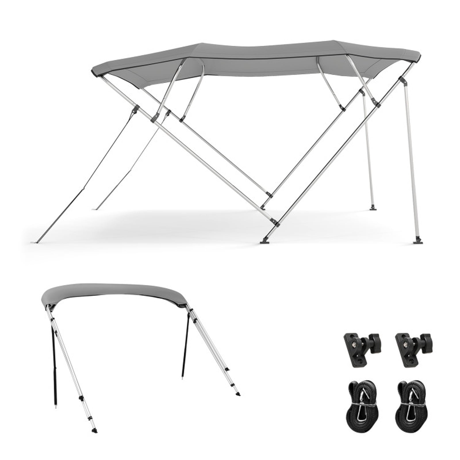 Airfind 4-Bow Pontoon Bimini Sun Shade Top with Storage Boot, Gray