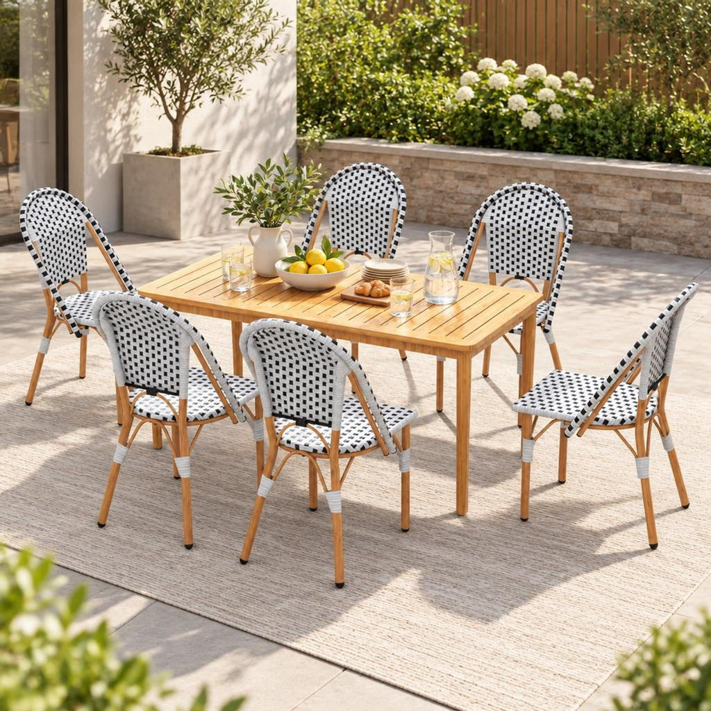 Airfind French Bistro Chair Set of 2 with Galvanized Metal Framex, 330 lbs Net Weight of 2 Chairs: 24.5 lbs Capacity, White