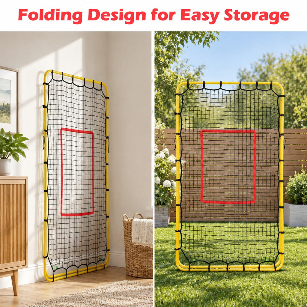Airfind Volleyball Rebounder Net with 4 Adjustable Angles for Bumping and Spiking, Yellow + Red + BlackMaterial Metal PE PP Polyester FabricProduct