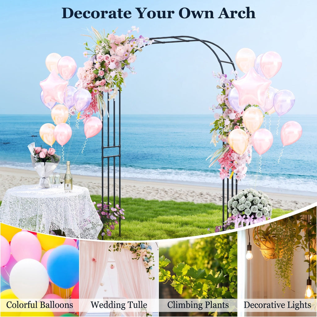 Airfind Outdoor Metal Garden Arch Trellis for Climbing Plants Grape Vine Flower, Used as a beautiful wedding arch or an event photo backdrop stand