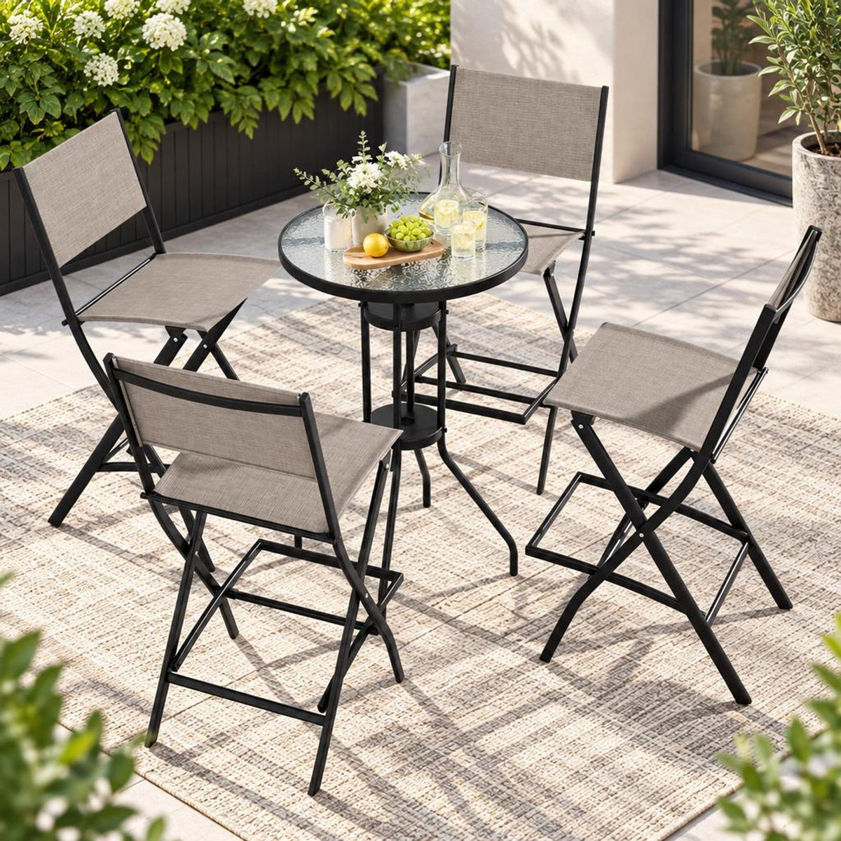 Airfind Outdoor Folding Bar Height Stool Set of 4 with Metal Frame and Footrest, 330 lbsNet Weight 11 lbsBox Qty1(May vary by batch) Capacity