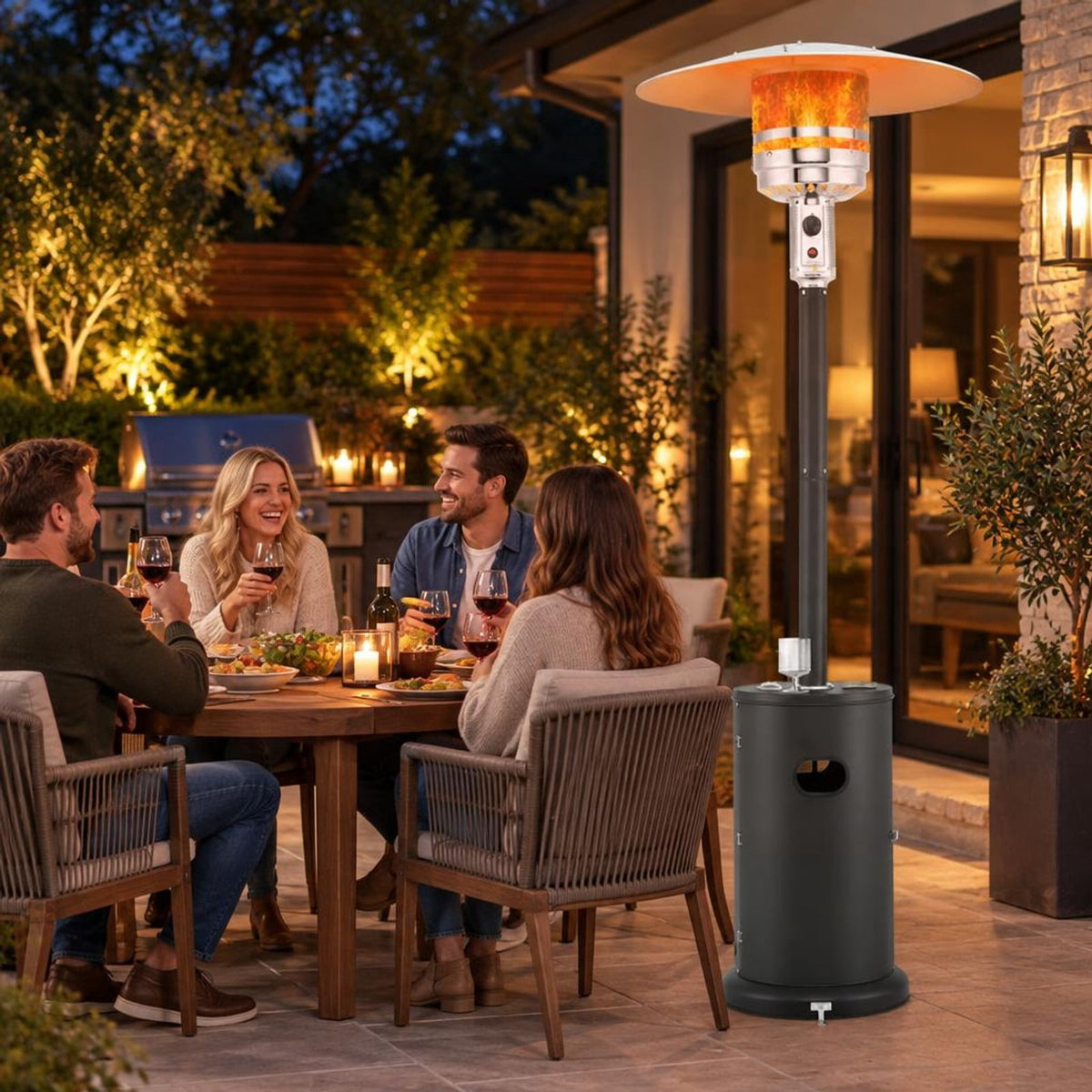Airfind 50000 BTU Propane Patio Heater with Round Table Design, Aluminum 304 Stainless Steel Metal Frame, 32 x 87 Footprint, Black