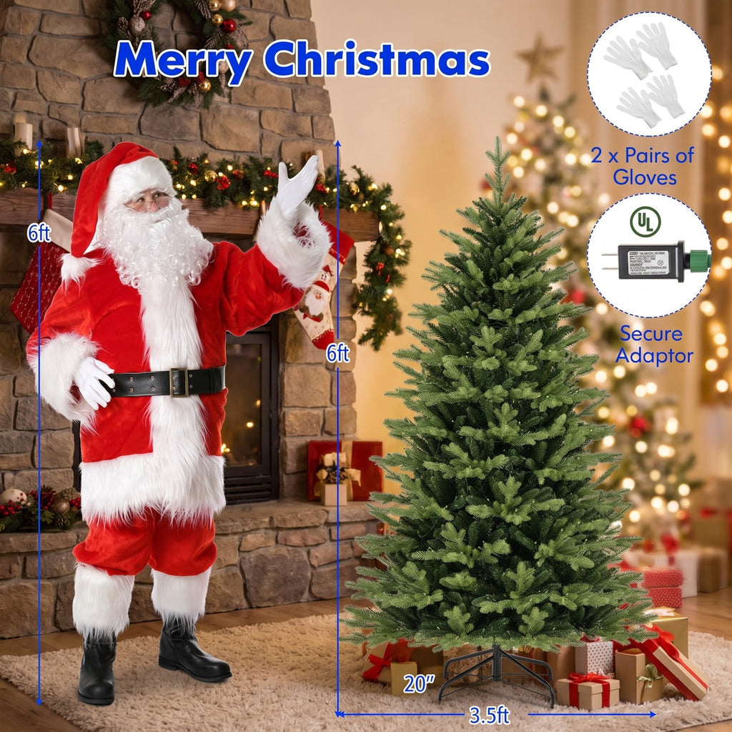 Airfind 6 Feet Artificial Xmas Tree Hinged with 11 Lighting Modes and Remote Control-6 ft, Green, Diameter of Stand 18/20/22