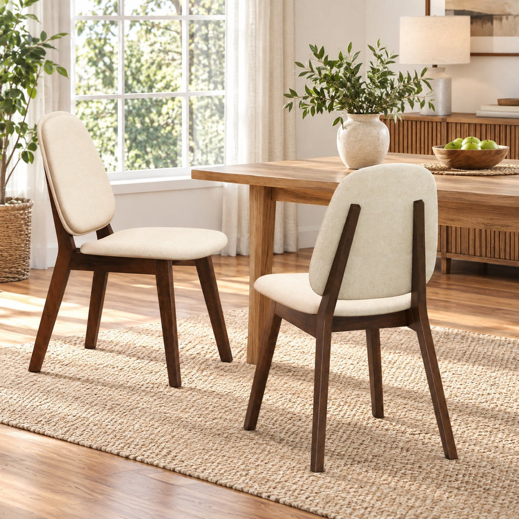 Airfind Wooden Dining Chair Set of 2 Mid-Century Modern Upholstered Side Armless Chair, Chair 330 lbs Capacity, 19in x 23in x 33in Footprint, Brown