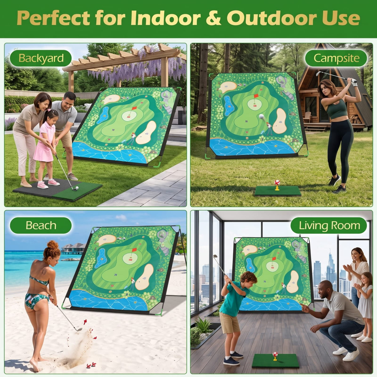 Airfind 71 x 71 Inch Golf Chipping Game Set with 2 Adjustable Clubs Sticky Balls and Storage Bag for Indoor and Outdoor Practice, Multicolor