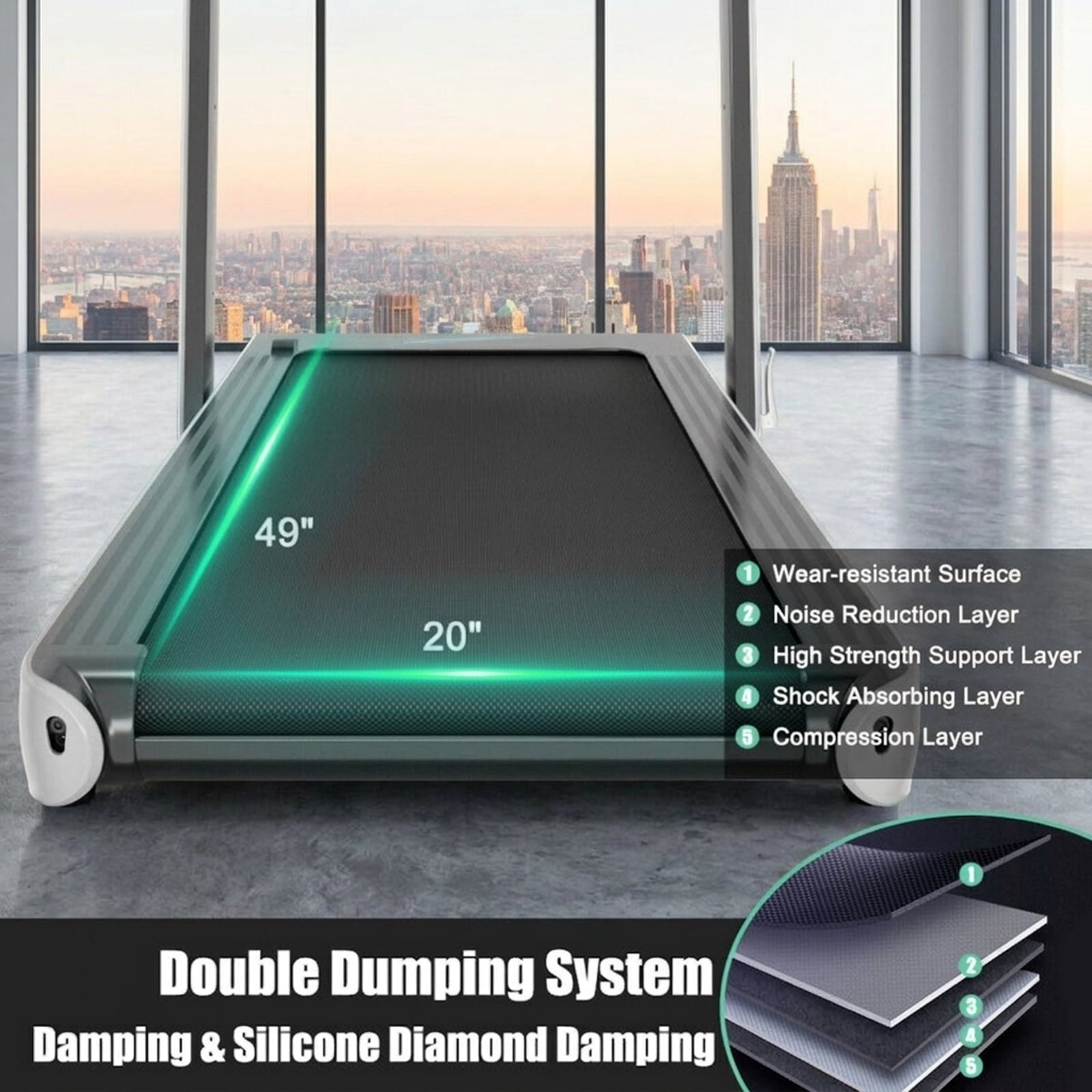 Airfind 4.75HP 2-in-1 Walk-to-Run Folding Treadmill with APP Sync, White