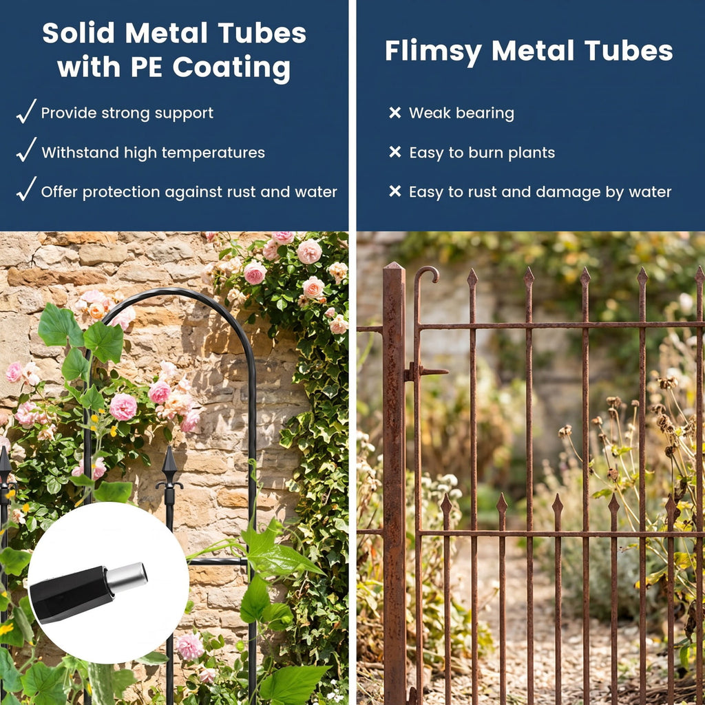 Airfind 58 x 73 Inch Outdoor Garden Rose Arch Trellis for Climbing Plants, PE-Coated Metal Frame, 58 x 73 Footprint, Rose