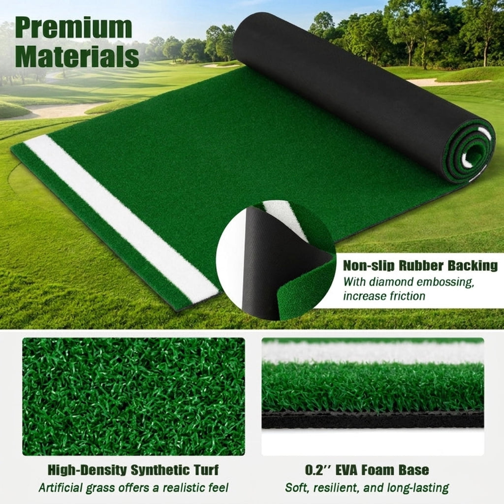 Airfind 10 ft x 3.8 ft Baseball and Softball Batter Practice Mat with Home Plate Markings, Green